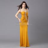 Yellow One-shoulder Slim Fit Backless evening Dress
